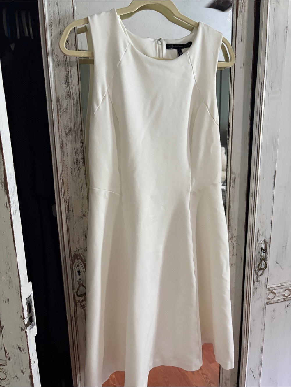 White House Black Market White Sleeveless Midi Fit-and-Flare Dress